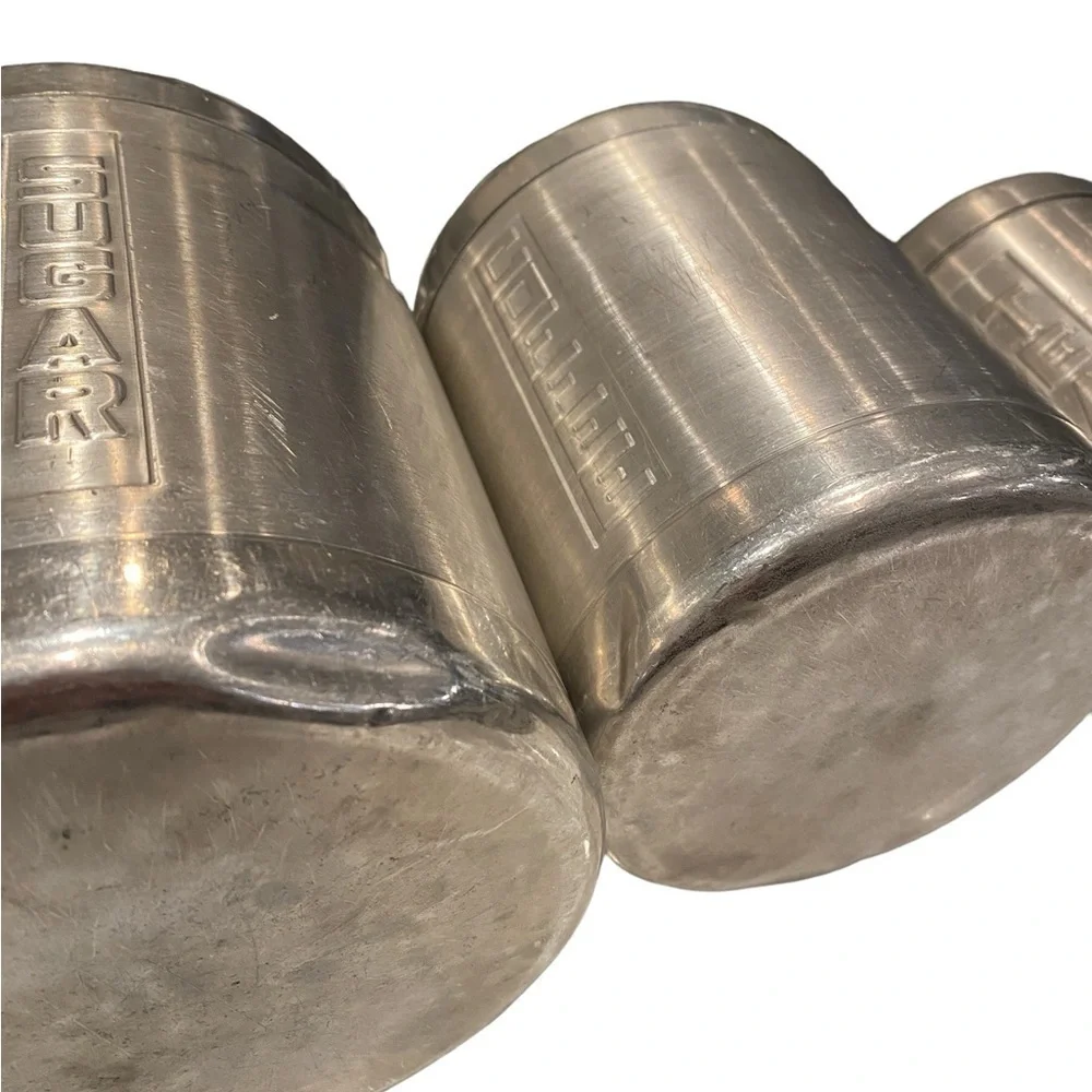 Aluminum Spun Kitchen Ware Canister Set Vintage Midcentury Modern Set of 4
